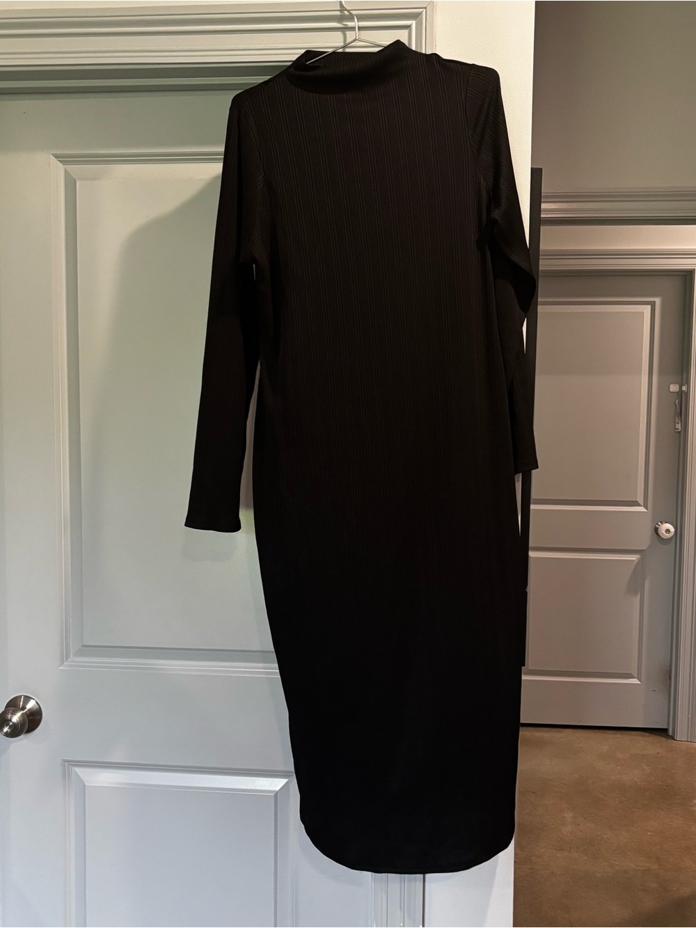 River Island Black Ribbed High Neck Midi Dress